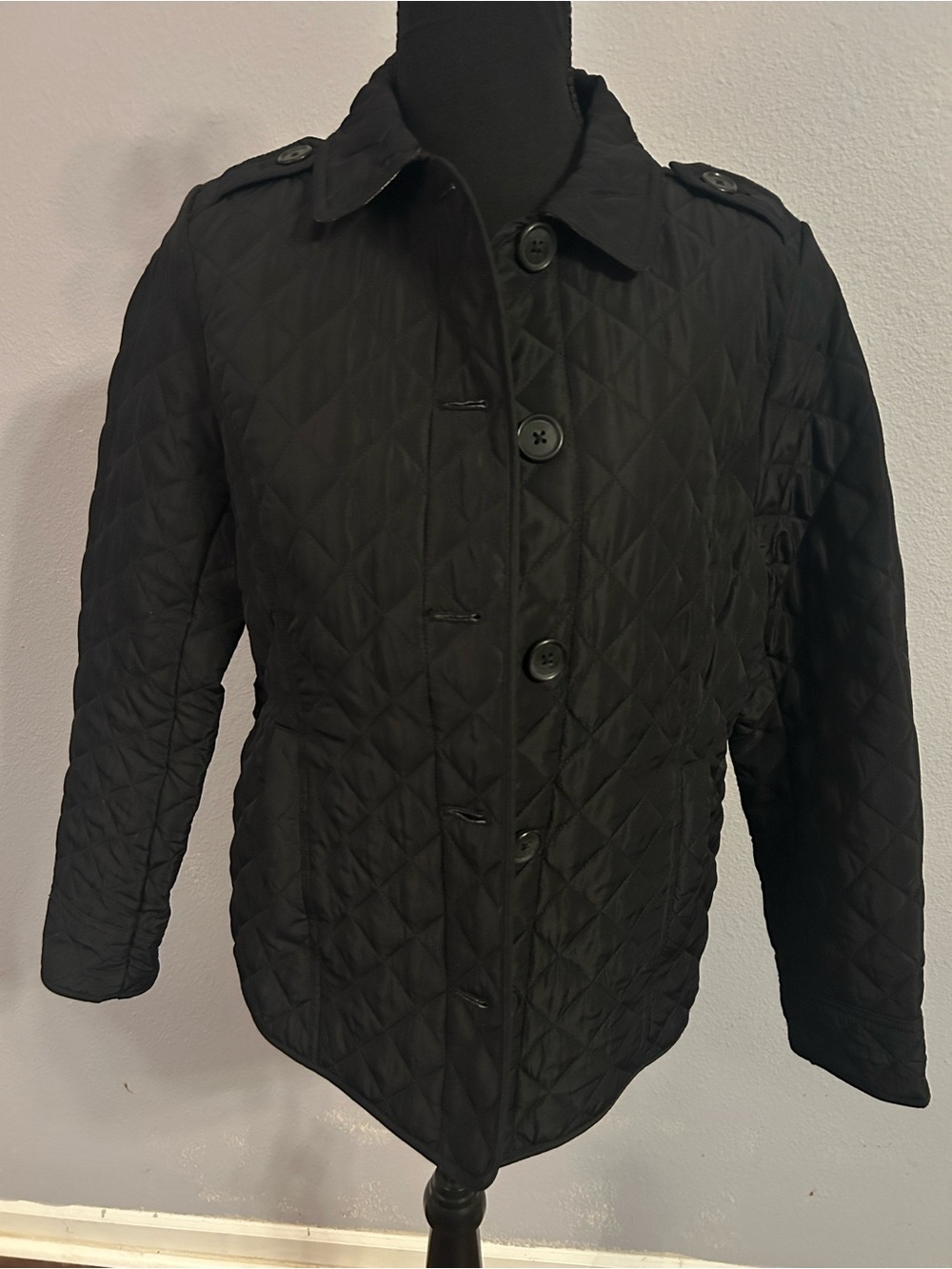 Croft & Barrow Women Black  Quilted Coat Size Small Petite